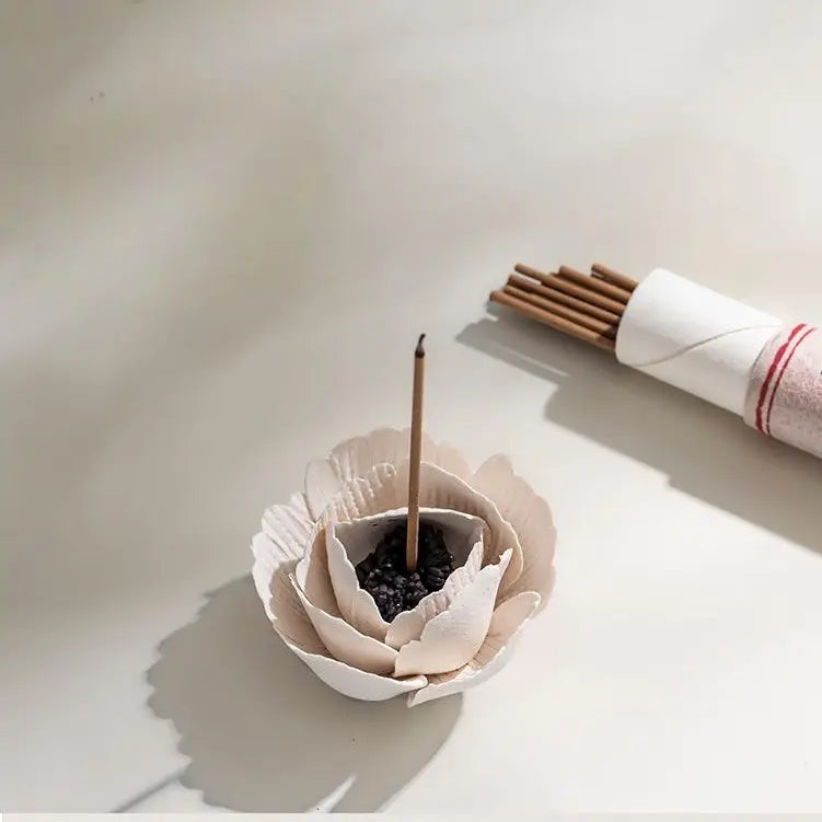 Ceramic Miniature Poppy Blossom Incense Burner