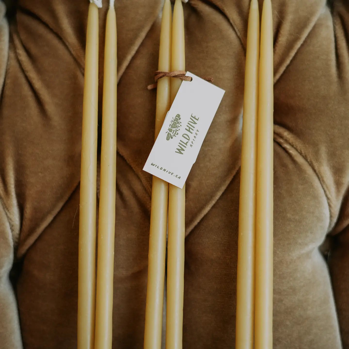 Natural Beeswax Thin Taper Candles | Triplet Pair Set