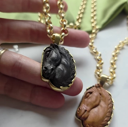 Year of the Horse Carved Spirit Animal Necklace