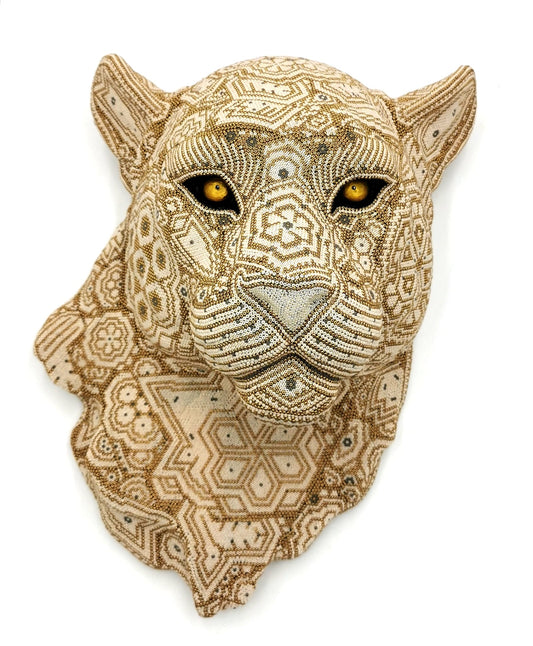 Golden Jaguarra | Huichol Beaded