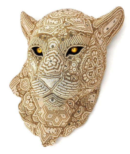 Golden Jaguarra | Huichol Beaded