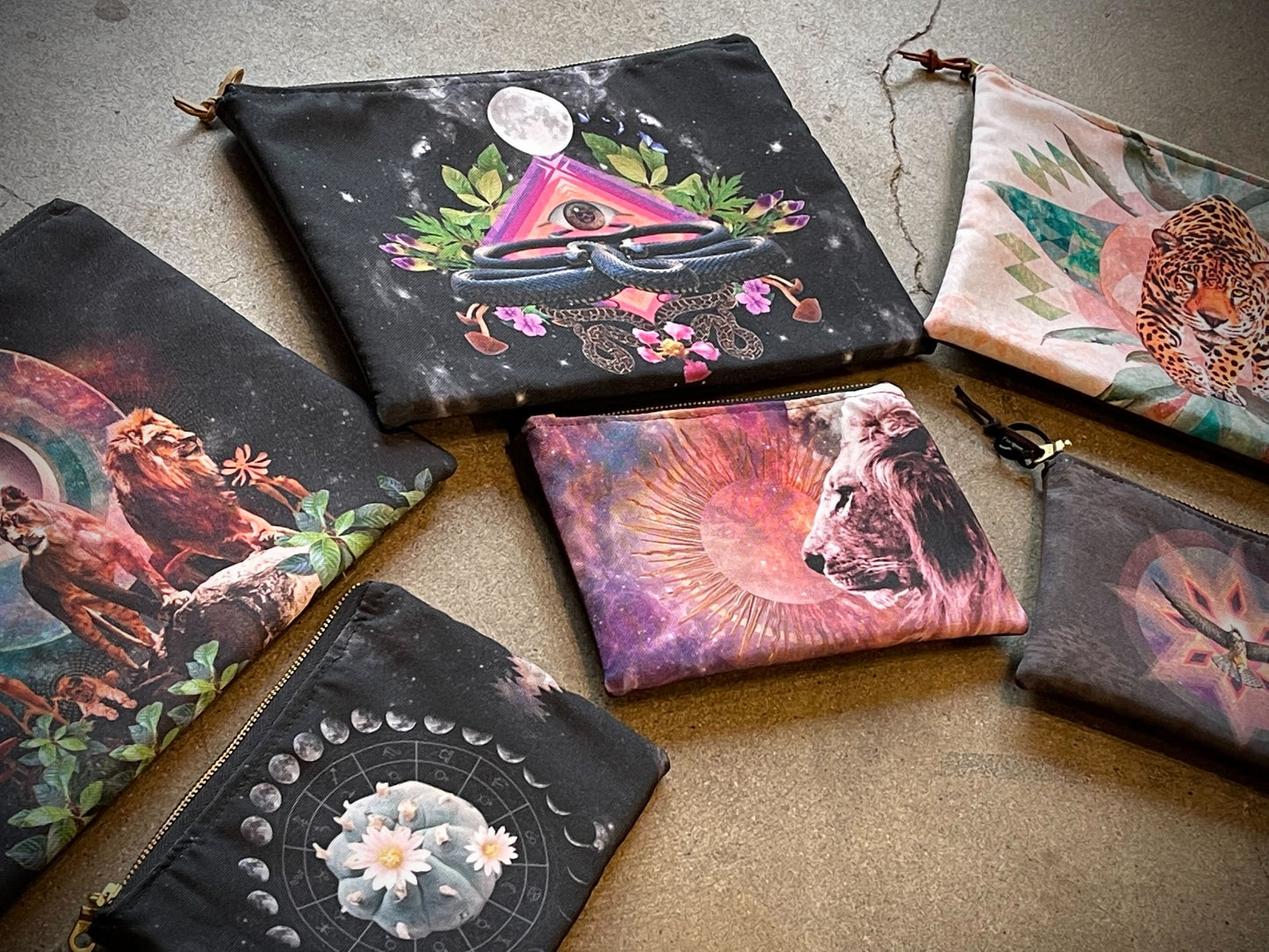 Cosmic Collage Zippered Pouches