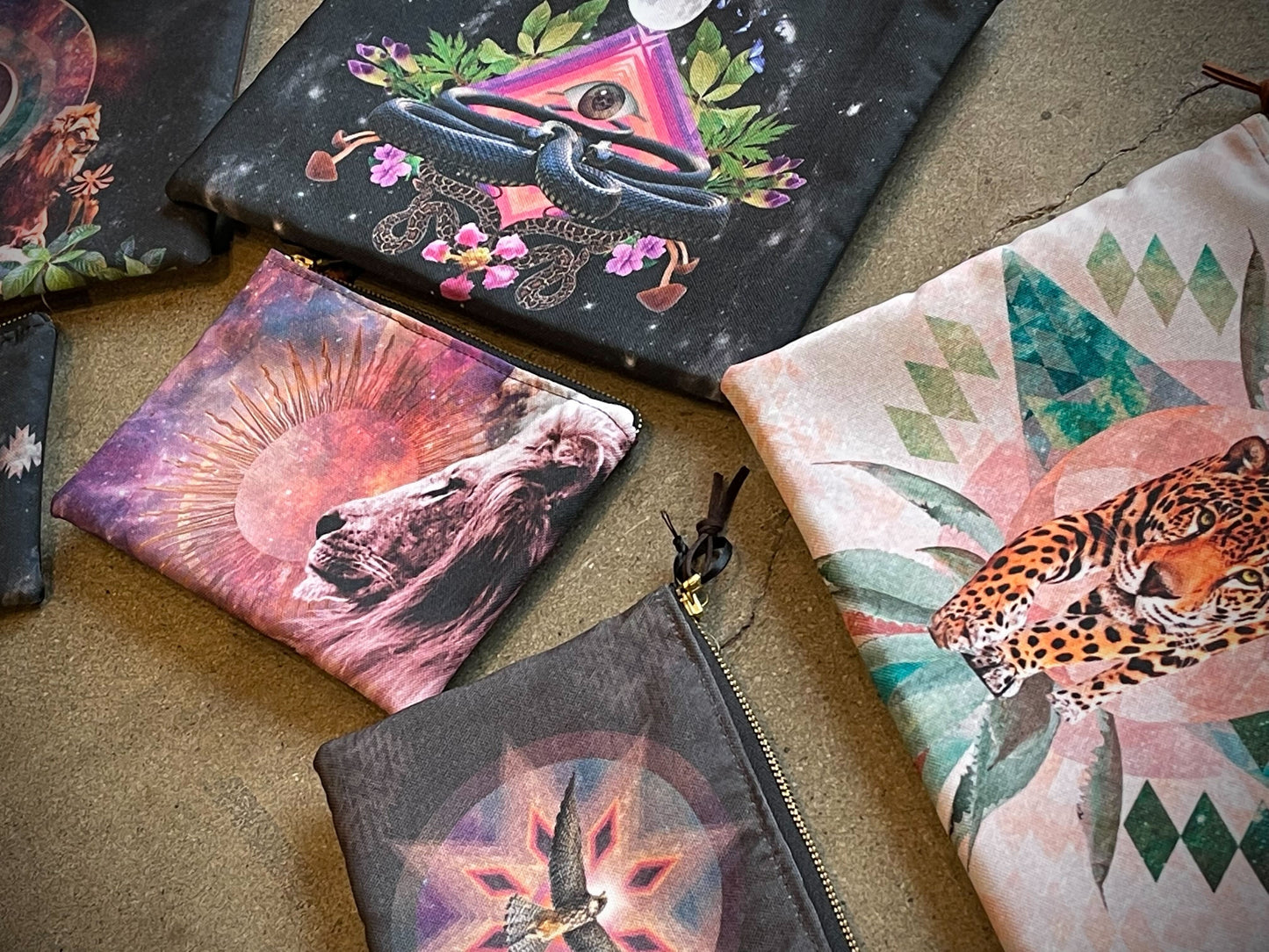 Cosmic Collage Zippered Pouches