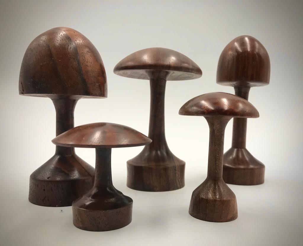 Carved Wooden Mushrooms