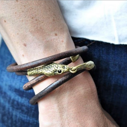 Reclaimed Metal Serpent Wrap Bracelet