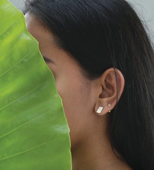 Raw Stone + Gold Studs Collection