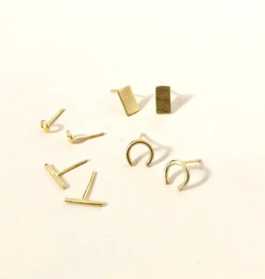 Raw Stone + Gold Studs Collection