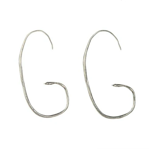 Sterling Silver Serpent Hoops Earrings