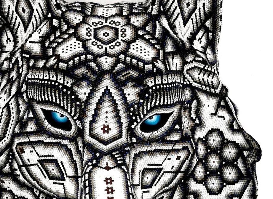 Illusion Wolf | Huichol Beaded