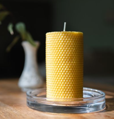 Sunbeam 6 100% Pure Beeswax Honeycomb Pillar Candle