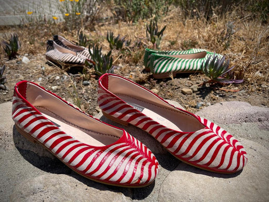 Striped Moroccan Leather Slips