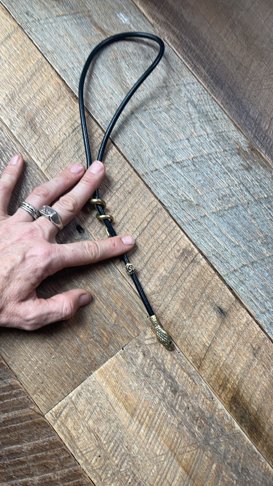 Reclaimed Metal Serpent Lariat Necklace