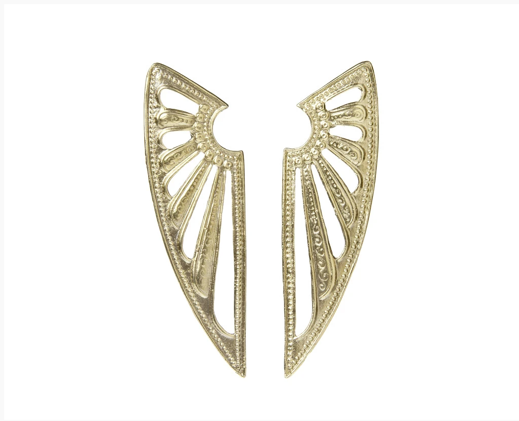 Reclaimed Metal Deco Wing Earrings